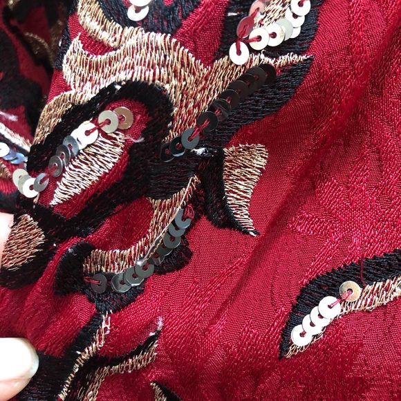 Zara Contrast Embroidery Sequin Bomber Jacket - Picture 6 of 8